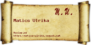 Matics Ulrika névjegykártya